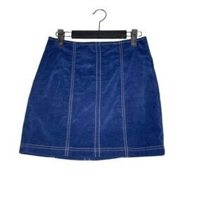 Pacsun Womens Skirt Size 25 Blue Velvet Denim Mini Short Unlined Casual Wear